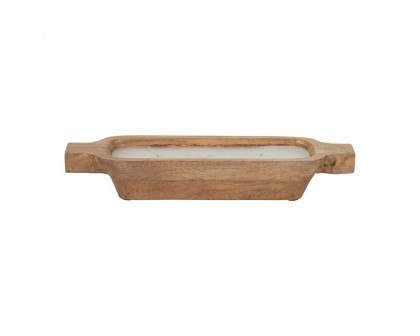 Sagebrook 8" 10 Oz Vanilla Wood Tray Candle