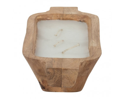 Sagebrook 14" 15 Oz Vanilla Wood Tray Candle - Natural