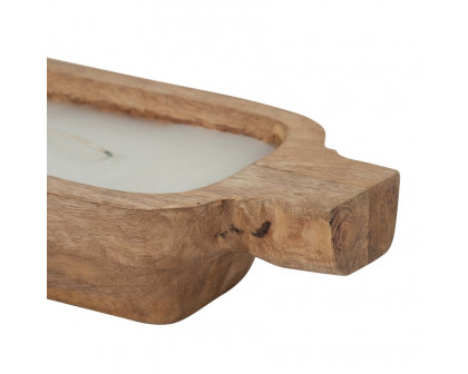 Sagebrook 14" 15 Oz Vanilla Wood Tray Candle - Natural