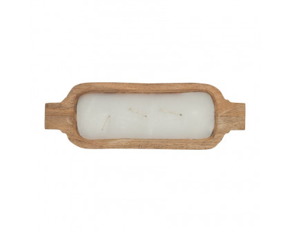 Sagebrook 14" 15 Oz Vanilla Wood Tray Candle - Natural