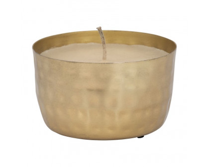 Sagebrook - 5" 13 Oz Vanilla Brass Bowl Candle in Gold