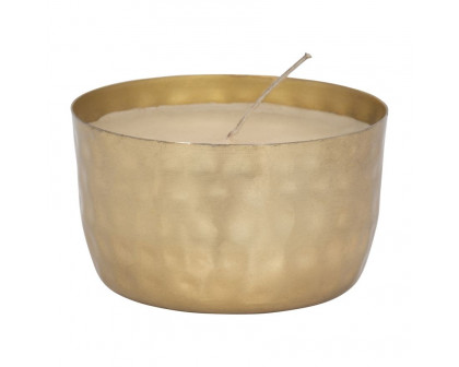 Sagebrook - 5" 13 Oz Vanilla Brass Bowl Candle in Gold