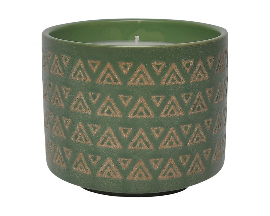 Sagebrook - 5" 15 Oz Aztec Citro Candle in Green