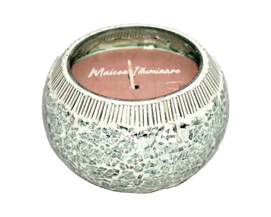 Sagebrook 5" 19 Oz Santal Vanilla Mosaic Candle - Silver