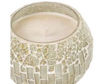 Sagebrook 5" 16 Oz Sugar Berry Mosaic Candle - Silver