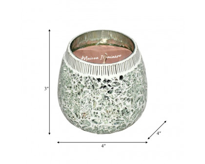 Sagebrook 4" 11 Oz Santal Vanilla Mosaic Candle - Silver