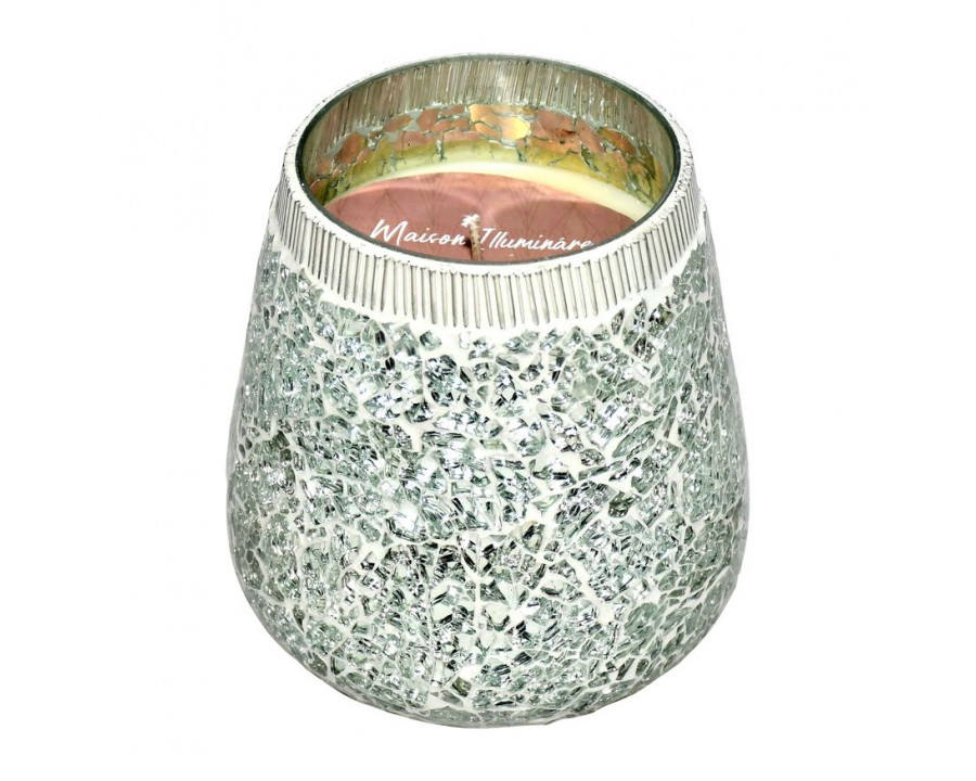 Sagebrook 6" 18 Oz Santal Vanilla Mosaic Candle - Silver