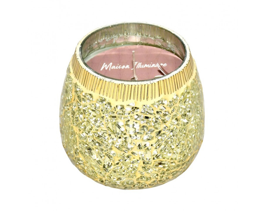 Sagebrook 4" 11 Oz Spiced Pear Mosaic Candle - Champagne