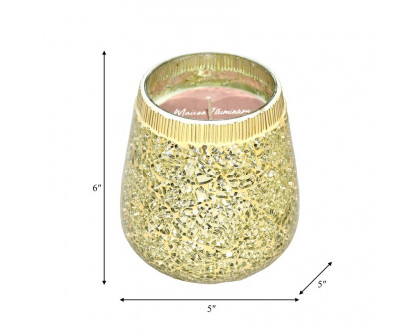 Sagebrook 6" 18 Oz Spiced Pear Mosaic Candle - Champagne