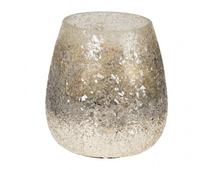 Sagebrook 4" 12 Oz Cozy Linen Crackle Glitter Candle