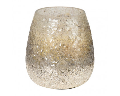 Sagebrook 4" 12 Oz Cozy Linen Crackle Glitter Candle