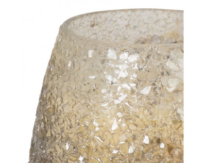 Sagebrook 4" 12 Oz Cozy Linen Crackle Glitter Candle - Gray