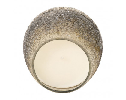 Sagebrook 4" 12 Oz Cozy Linen Crackle Glitter Candle - Gray