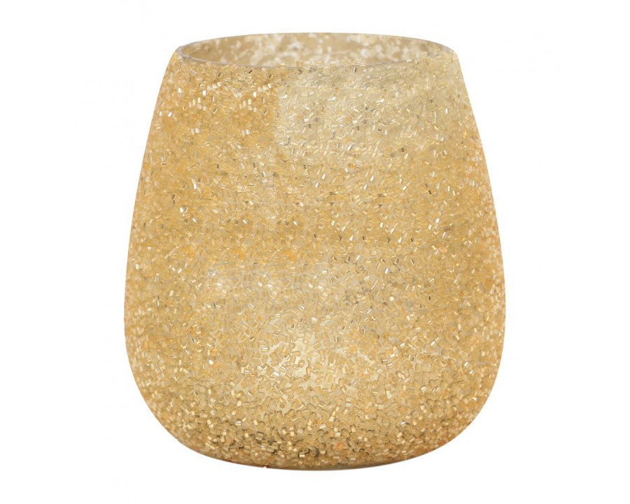 Sagebrook 4" 12 Oz Cozy Linen Crackle Glitter Candle