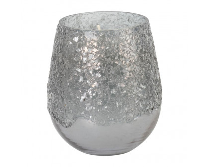 Sagebrook - 5" 12 Oz Vanilla Ice Finish Glass Candle in Gray