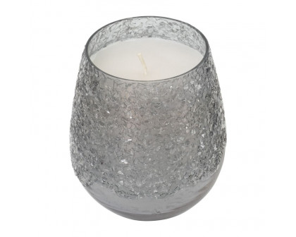 Sagebrook - 5" 12 Oz Vanilla Ice Finish Glass Candle in Gray