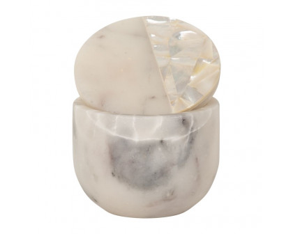 Sagebrook - 4" 7 Oz Incense Myrrh Marble & Capiz Candle in White