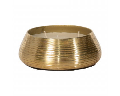 Sagebrook - 6" 15 Oz Santal Vanilla Etched Metal Candle in Gold