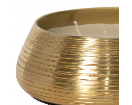 Sagebrook - 6" 15 Oz Santal Vanilla Etched Metal Candle in Gold