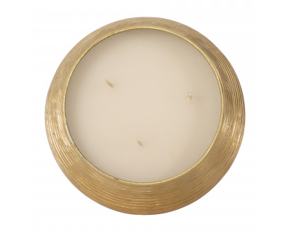 Sagebrook - 6" 15 Oz Santal Vanilla Etched Metal Candle in Gold