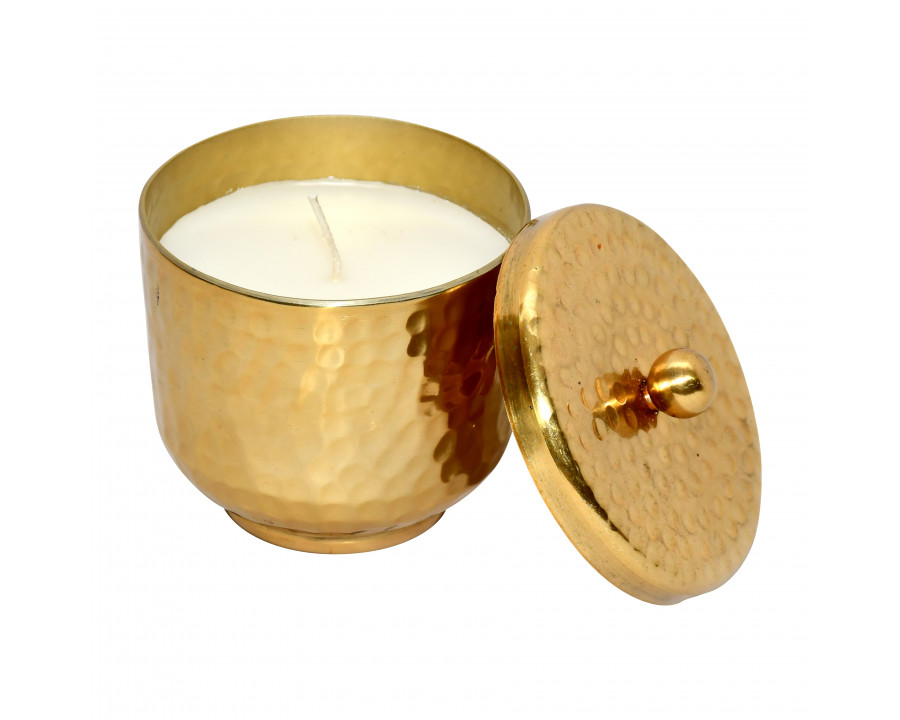 Sagebrook - 4" 16 Oz Frasier Fir Metal Lid Candle in Gold