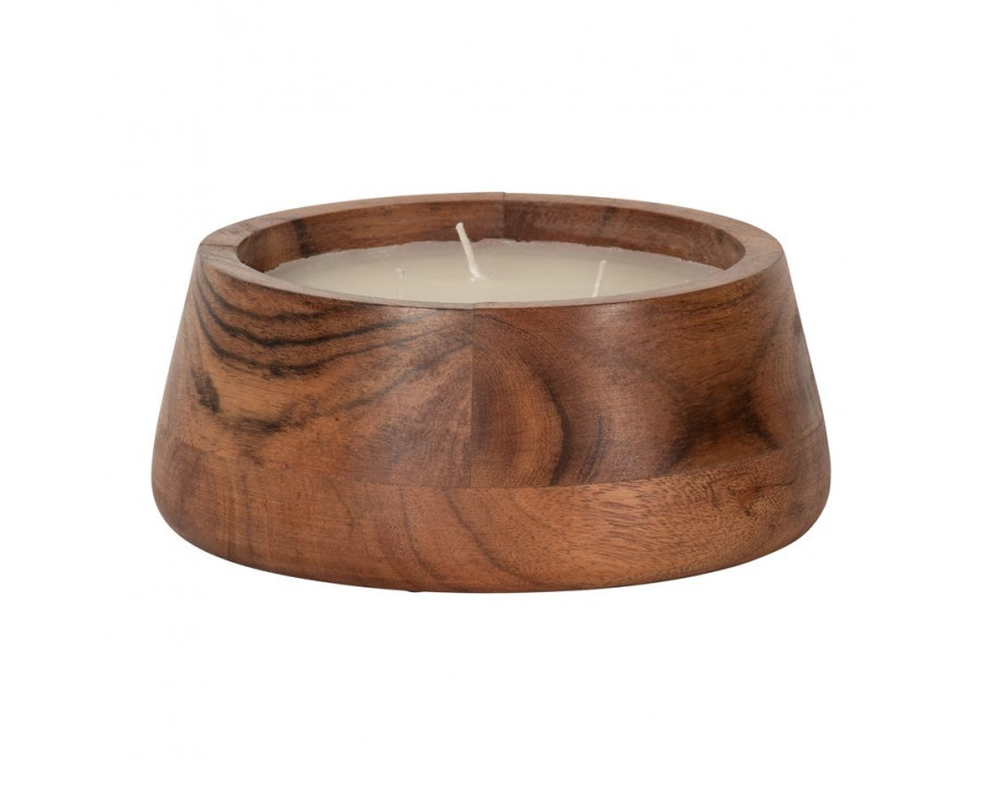 Sagebrook - 6" 11 Oz Vanilla Wood Bowl Candle in Natural