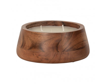 Sagebrook - 6" 11 Oz Vanilla Wood Bowl Candle in Natural