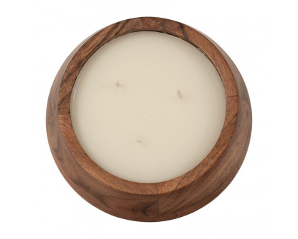 Sagebrook - 6" 11 Oz Vanilla Wood Bowl Candle in Natural