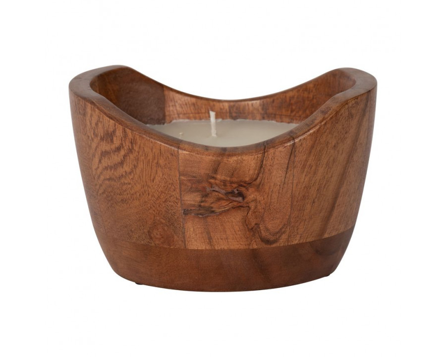 Sagebrook - 6" 17 Oz Vanilla Curvy Wood Bowl Candle in Natural