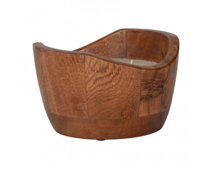 Sagebrook - 6" 17 Oz Vanilla Curvy Wood Bowl Candle in Natural