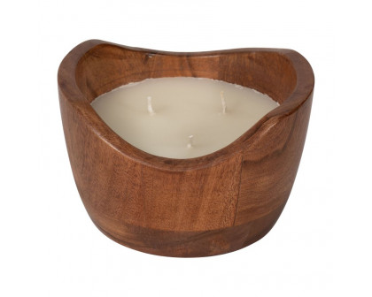 Sagebrook - 6" 17 Oz Vanilla Curvy Wood Bowl Candle in Natural