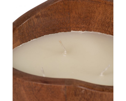 Sagebrook - 6" 17 Oz Vanilla Curvy Wood Bowl Candle in Natural