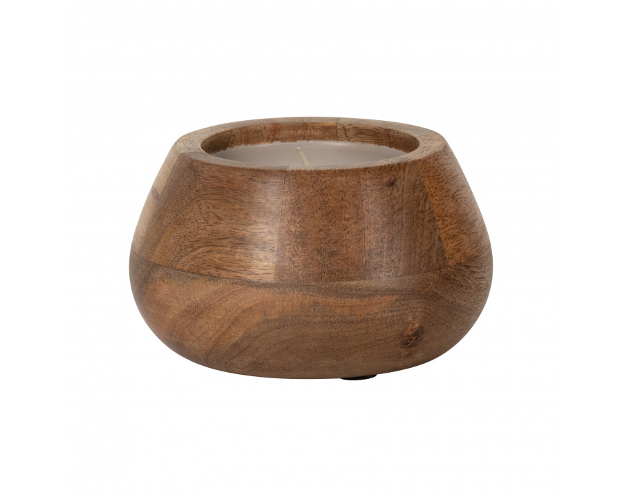 Sagebrook 6" 10 Oz Vanilla Modern Wood Bowl Candle