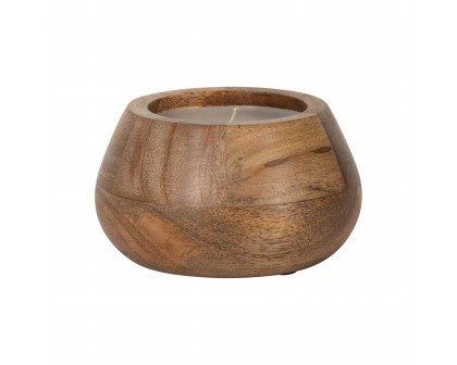 Sagebrook 6" 10 Oz Vanilla Modern Wood Bowl Candle