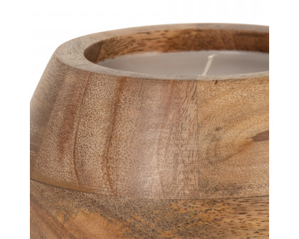 Sagebrook 6" 10 Oz Vanilla Modern Wood Bowl Candle - Natural