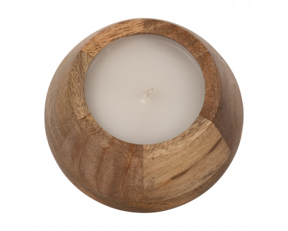 Sagebrook 6" 10 Oz Vanilla Modern Wood Bowl Candle - Natural