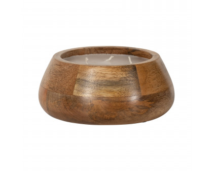 Sagebrook 6" 10 Oz Vanilla Modern Wood Bowl Candle