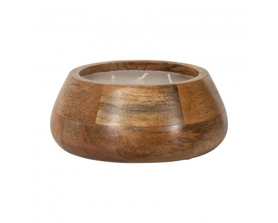 Sagebrook 8" 15 Oz Vanilla Modern Wood Bowl Candle - Natural