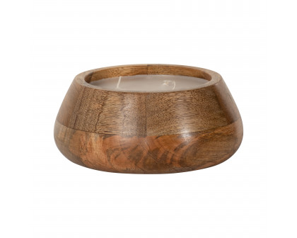 Sagebrook 8" 15 Oz Vanilla Modern Wood Bowl Candle - Natural