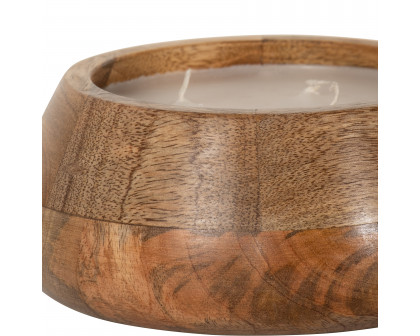 Sagebrook 8" 15 Oz Vanilla Modern Wood Bowl Candle - Natural