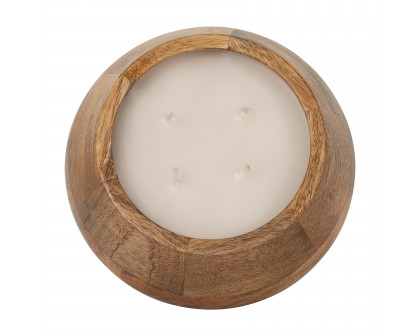 Sagebrook 8" 15 Oz Vanilla Modern Wood Bowl Candle - Natural