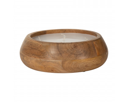 Sagebrook 6" 10 Oz Vanilla Modern Wood Bowl Candle