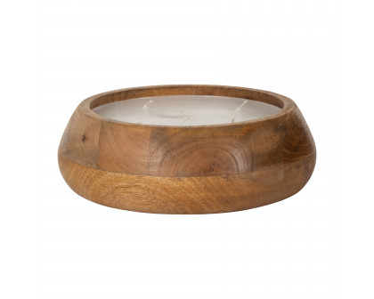 Sagebrook 9" 20 Oz Vanilla Modern Wood Bowl Candle - Natural