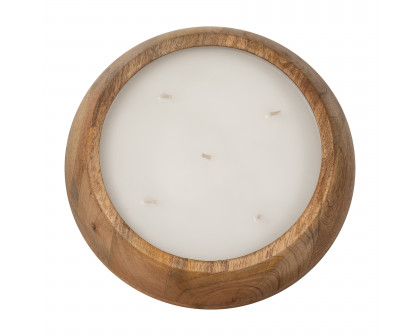 Sagebrook 9" 20 Oz Vanilla Modern Wood Bowl Candle - Natural