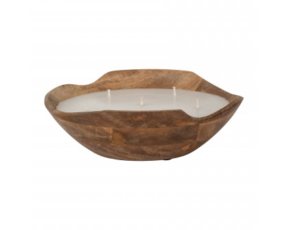 Sagebrook 9" 14 Oz Vanilla Curvy Wood Bowl Candle - Natural