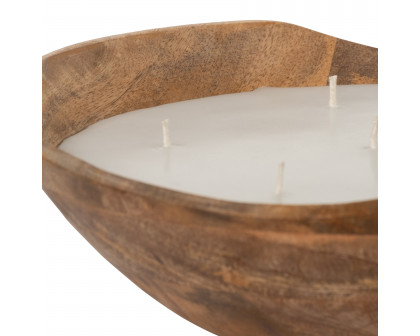 Sagebrook 9" 14 Oz Vanilla Curvy Wood Bowl Candle - Natural