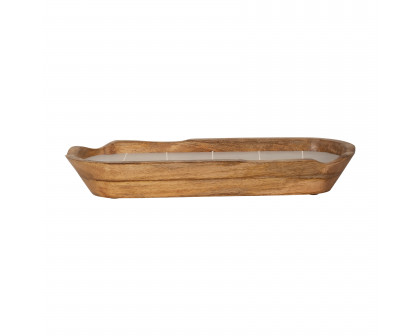 Sagebrook 9" 14 Oz Vanilla Curvy Wood Bowl Candle