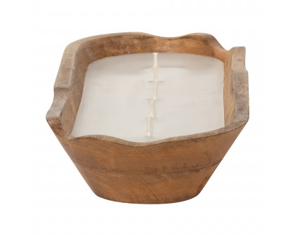 Sagebrook 15" 17 Oz Vanilla Oval Wood Bowl Candle - Natural