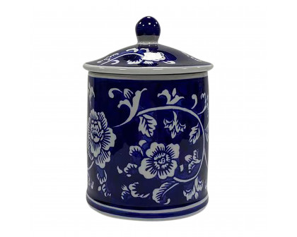 Sagebrook 6" 8oz Ceramic Chinoiserie Scented Candle with Lid