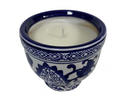 Sagebrook - 4" 6 Oz Bowl Chinoiserie Candle in Blue/White